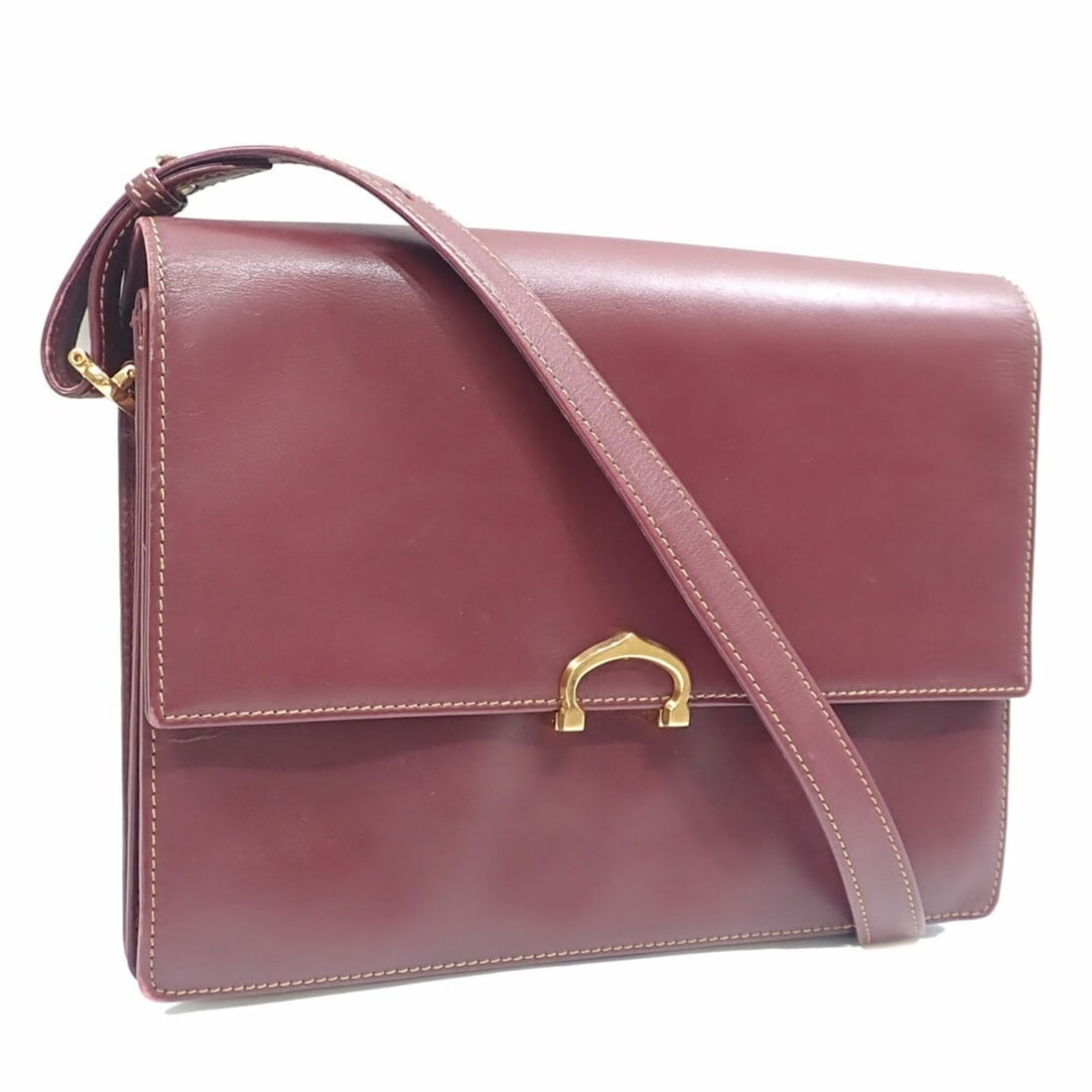 Cartier Shoulder Bag, Must Line, Women's, Bordeaux Leather: --- Catalog ---Category: SizeSize (HxWxD): 19.5cm x 26cm x 7cm / 7.67'' x 10.23'' x 2.75''Category: DesignType: Shoulder bagColor: BordeauxGender: WomenMaterial: Leather Category: GeneralBrand: Cartie