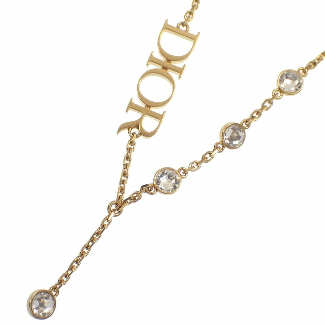 Christian Dior Dior Necklace for Women, GP Crystal, Gold Color, A4045521: --- Catalog ---Category: SizePendant Size: 6mm x 6mm / 0.23'' x 0.23''Neck Circumference: 38 cm - 41.5 cm / 14.96'' - 16.33''Category: DesignColor: GoldGender: WomenMaterial: Gold platingNecklace Type