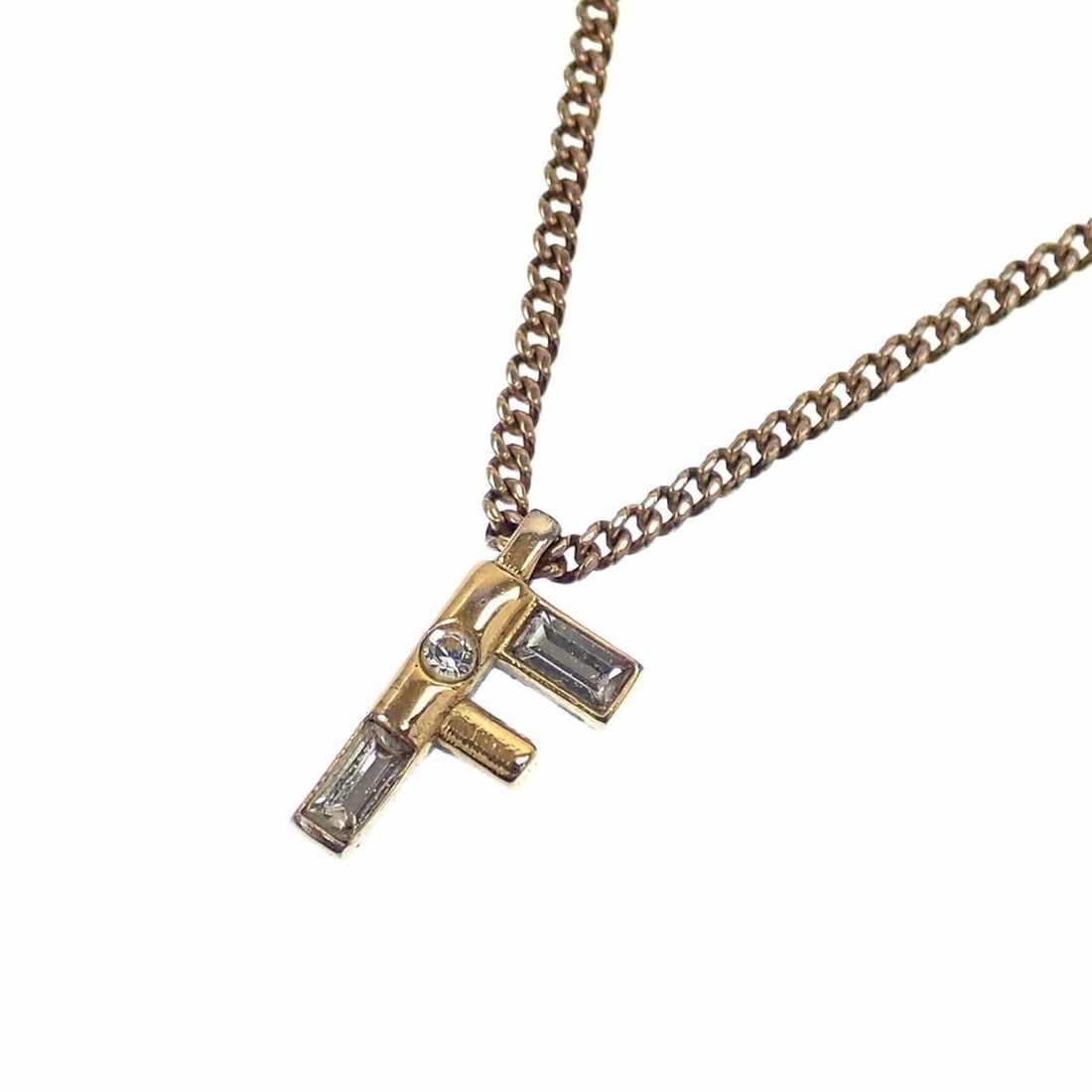 Fendi necklace for women, gold GP with rhinestones. (1 of 10)