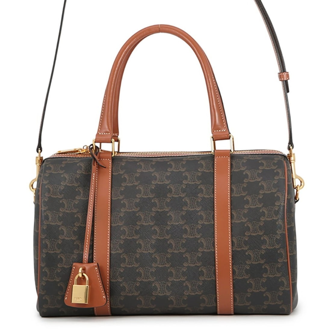 Celine Boston Bag Triomphe Calf Leather 190372 CELINE 2-way Brown Handbag Women's (1 of 18)