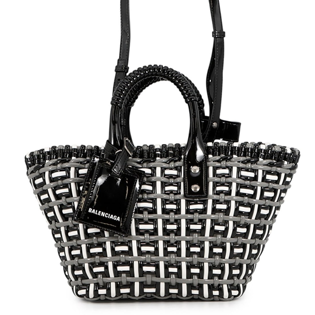 Balenciaga Bistro Basket Bag XS Patent Leather Handbag 671342 BALENCIAGA 2-way Shoulder Black: --- Catalog ---Category: SizeSize (HxWxD): 20cm x 36cm x 14.5cm / 7.87'' x 14.17'' x 5.7''Category: DesignType: Basket, Handbag, Shoulder bagColor: Black, Gray, WhiteGender: WomenMaterial: Patent leat