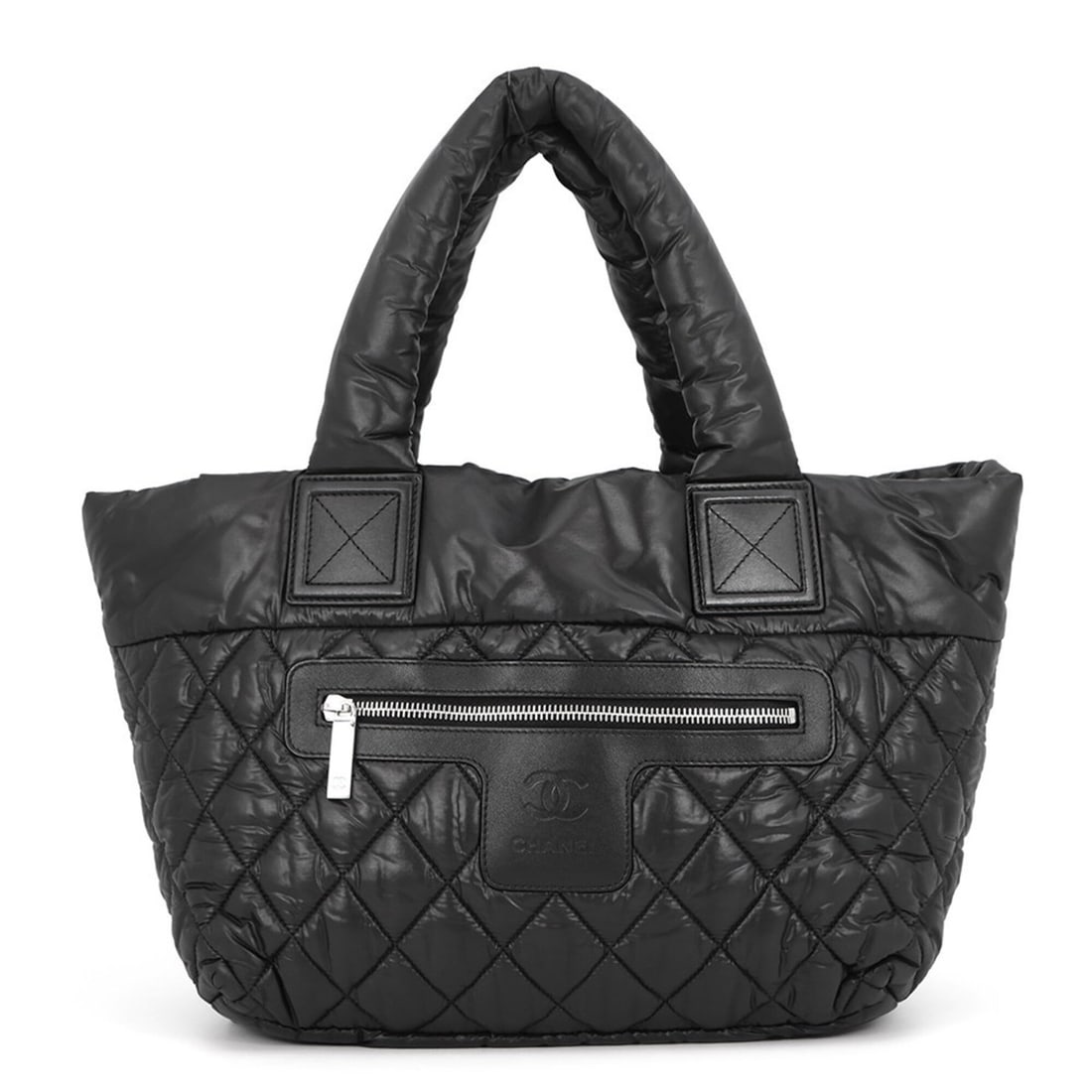 Chanel Tote Bag Matelassé Coco Mark Cocoon Small Nylon A48610 CHANEL Black Handbag Women's (1 of 15)