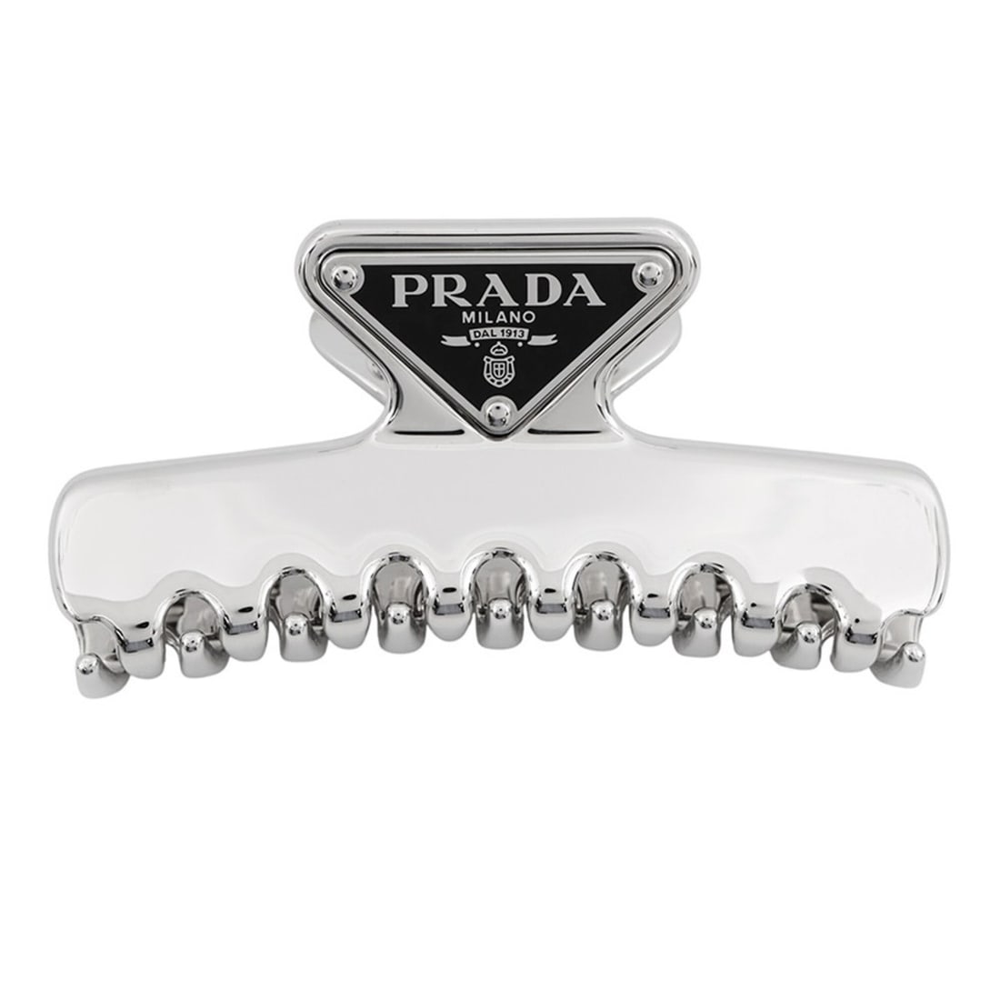 Prada Hair Metal Clip 1IF103 PRADA: --- Catalog ---Category: SizeSize (LxW): 4.5cm x 10cm / 1.77'' x 3.93''Category: DesignType: Hair clipColor: GrayGender: WomenMaterial: Aluminum, EnamelCategory: GeneralMPN: 1IF103_2BA6_F0276Brand: Pr