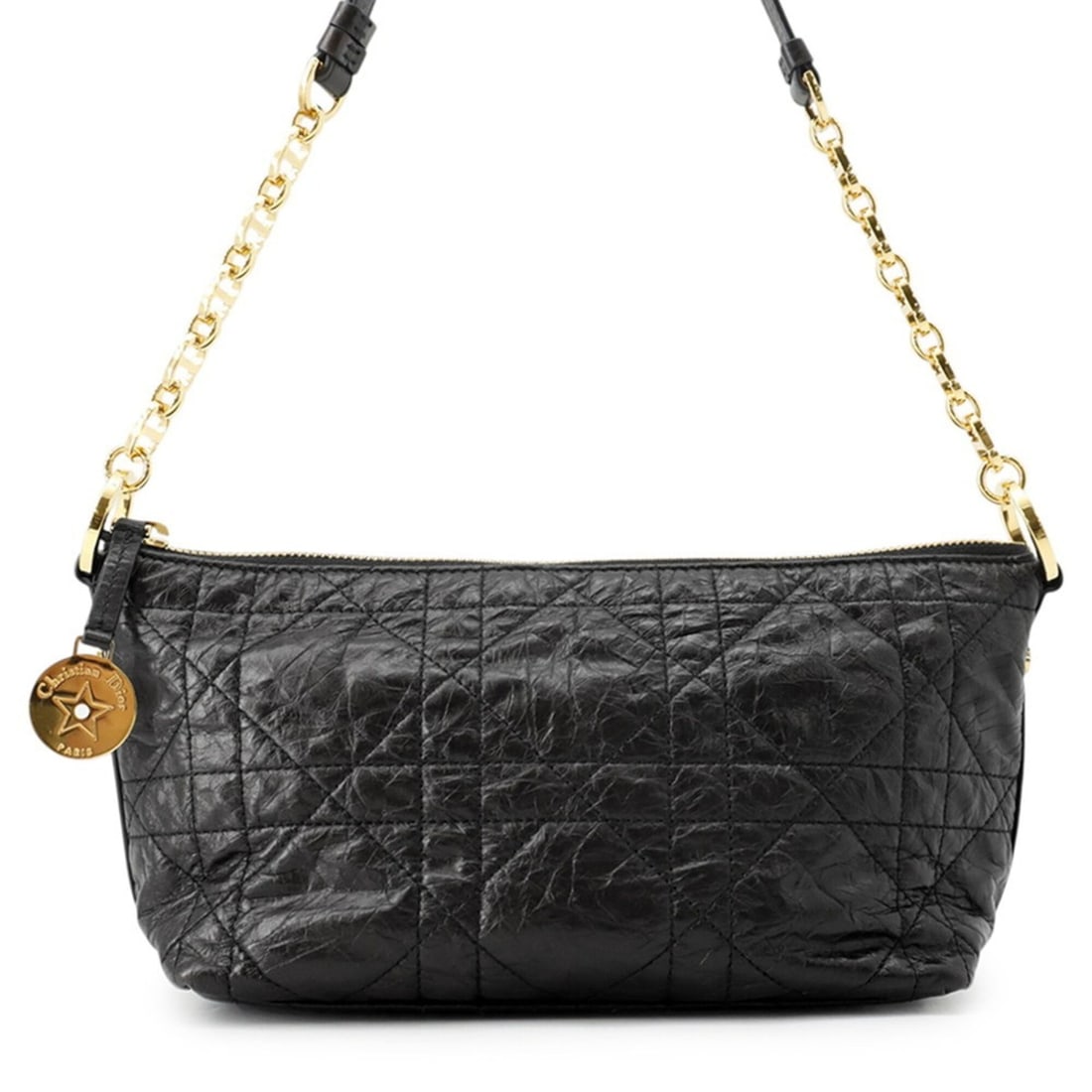 Christian Dior Shoulder Bag Macro Cannage Hobo Crinkled Calfskin S3202UNIO_M900 Black Handbag (1 of 15)