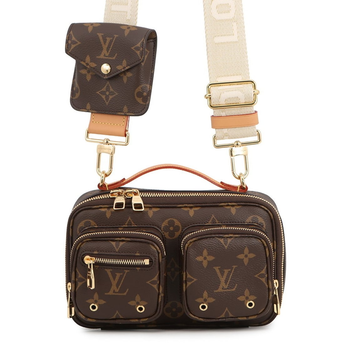 Louis Vuitton Monogram Utility Crossbody Shoulder Bag M80446 LOUIS VUITTON 2-way Handbag for Women: --- Catalog ---Category: SizeSize (HxWxD): 12.5cm x 20.5cm x 5.5cm / 4.92'' x 8.07'' x 2.16''Category: DesignType: Handbag, Pouch, Shoulder bagColor: BrownGender: WomenMaterial: Monogram Category: Gen