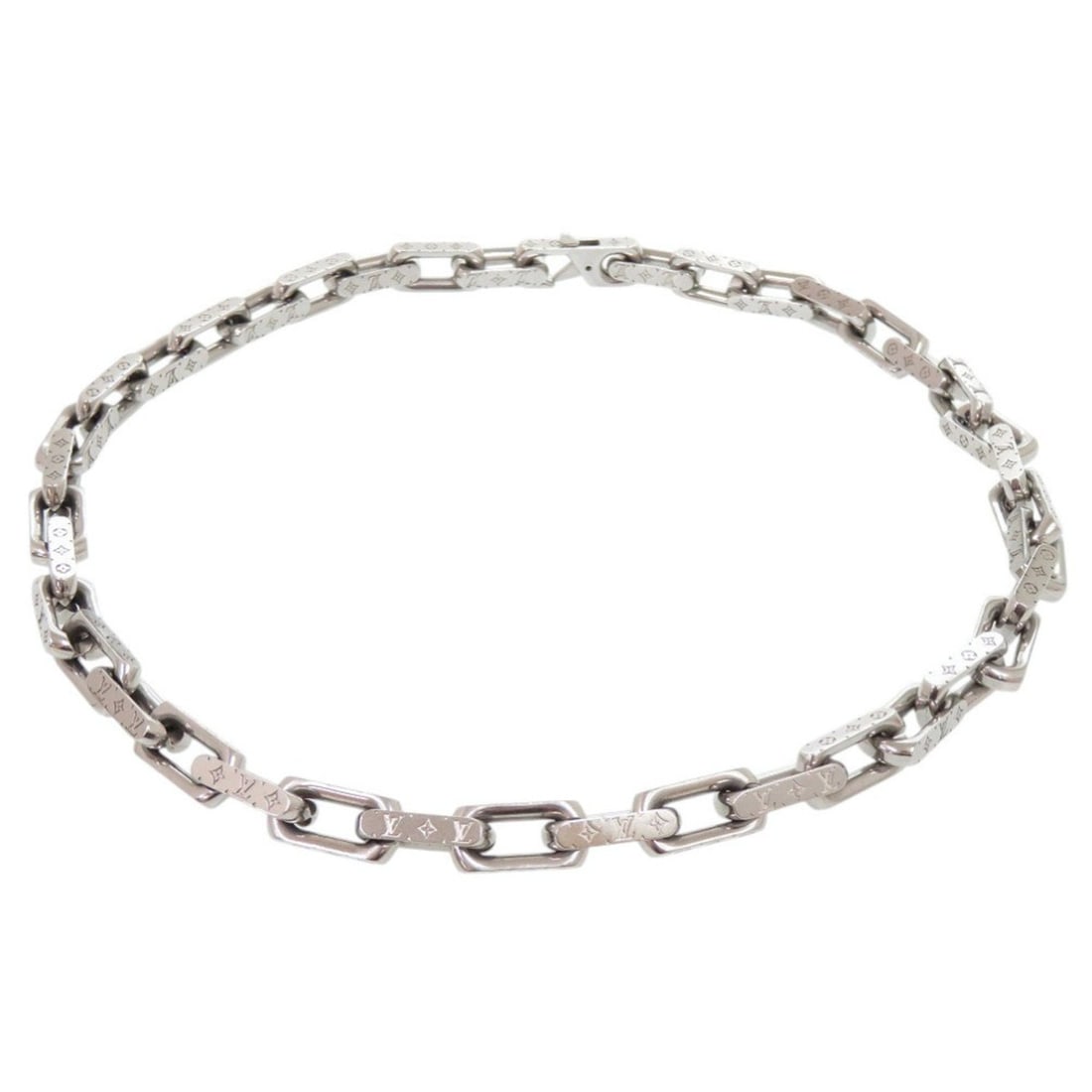 Louis Vuitton Collier Chain Monogram M00307 Metal Silver Necklace LV 0569 LOUIS VUITTON Men's (1 of 4)
