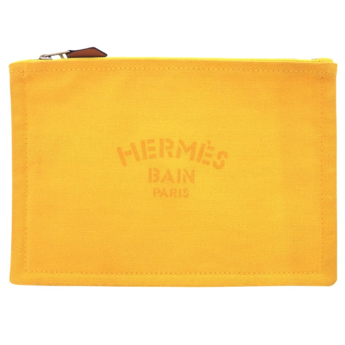 Hermes Flat Pouch PM Cotton Canvas Yellow Handbag 0347HERMES: --- Catalog ---Category: SizeSize (HxWxD): 16cm x 22cm / 6.29'' x 8.66''Category: DesignType: Handbag, PouchColor: YellowGender: WomenMaterial: Cotton canvas , Canvas Category: GeneralBrand: HermesCou