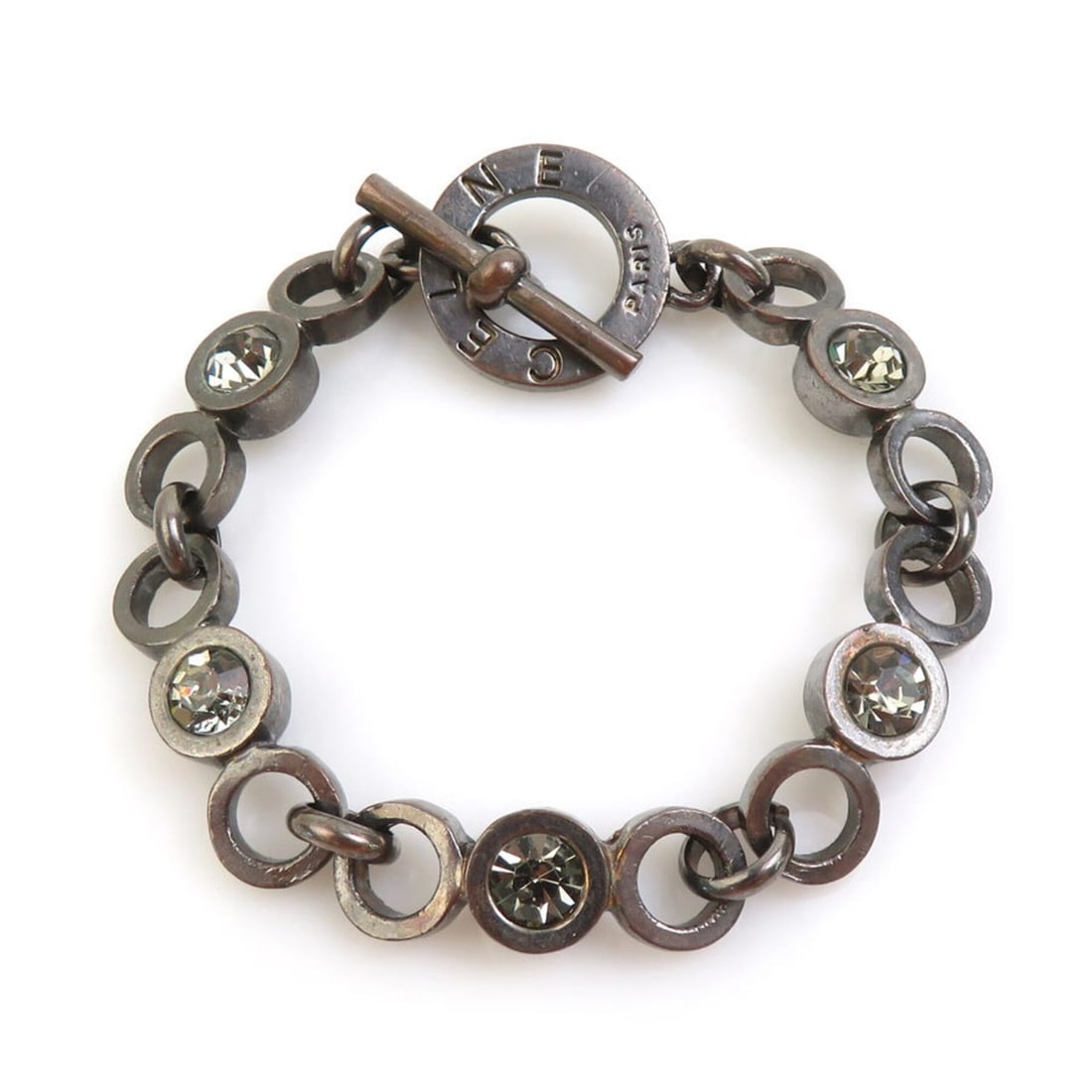 Celine CELINE Bracelet Metal Gunmetal Women's h32256a: --- Catalog ---Category: SizeWidth: 8mm / 0.31''Length: 16cm / 6.29''Category: DesignType: Charm braceletColor: GunmetalGender: WomenMaterial: MetalCategory: GeneralBrand: Celine--- Item List ---Secti