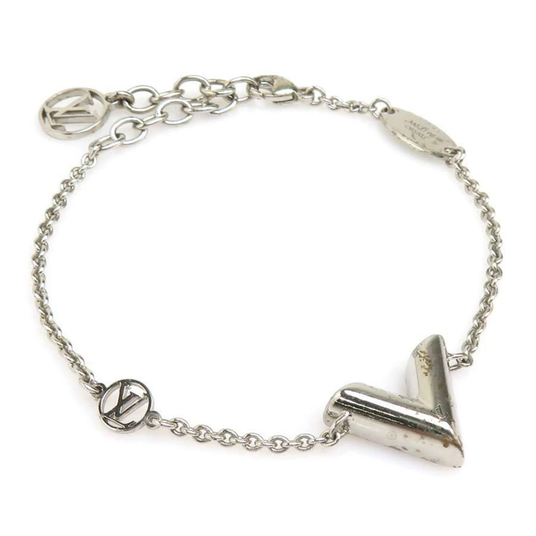 Louis Vuitton Essential V Metal Bracelet, Silver, Women's, M63198 h32250a: --- Catalog ---Category: SizeLength: 15.5cm - 18cm / 6.1'' - 7.08''Category: DesignType: Charm braceletColor: SilverGender: WomenMaterial: MetalCategory: GeneralMPN: M63198Brand: Louis VuittonCountry 