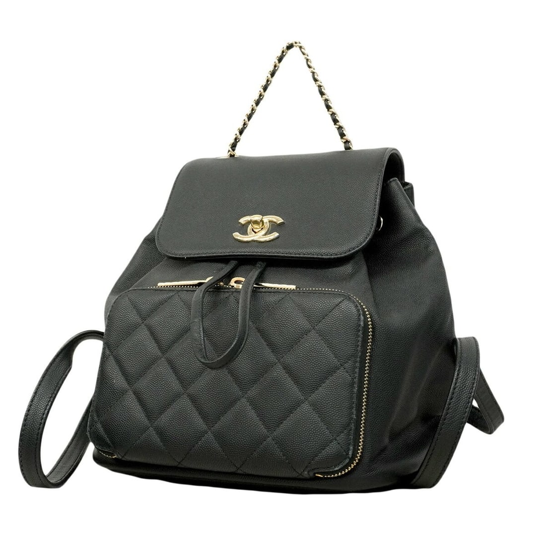 Chanel Matelassé Backpack/Daypack, Caviar Leather, Black/Champagne, Women's, P3012531 (1 of 13)