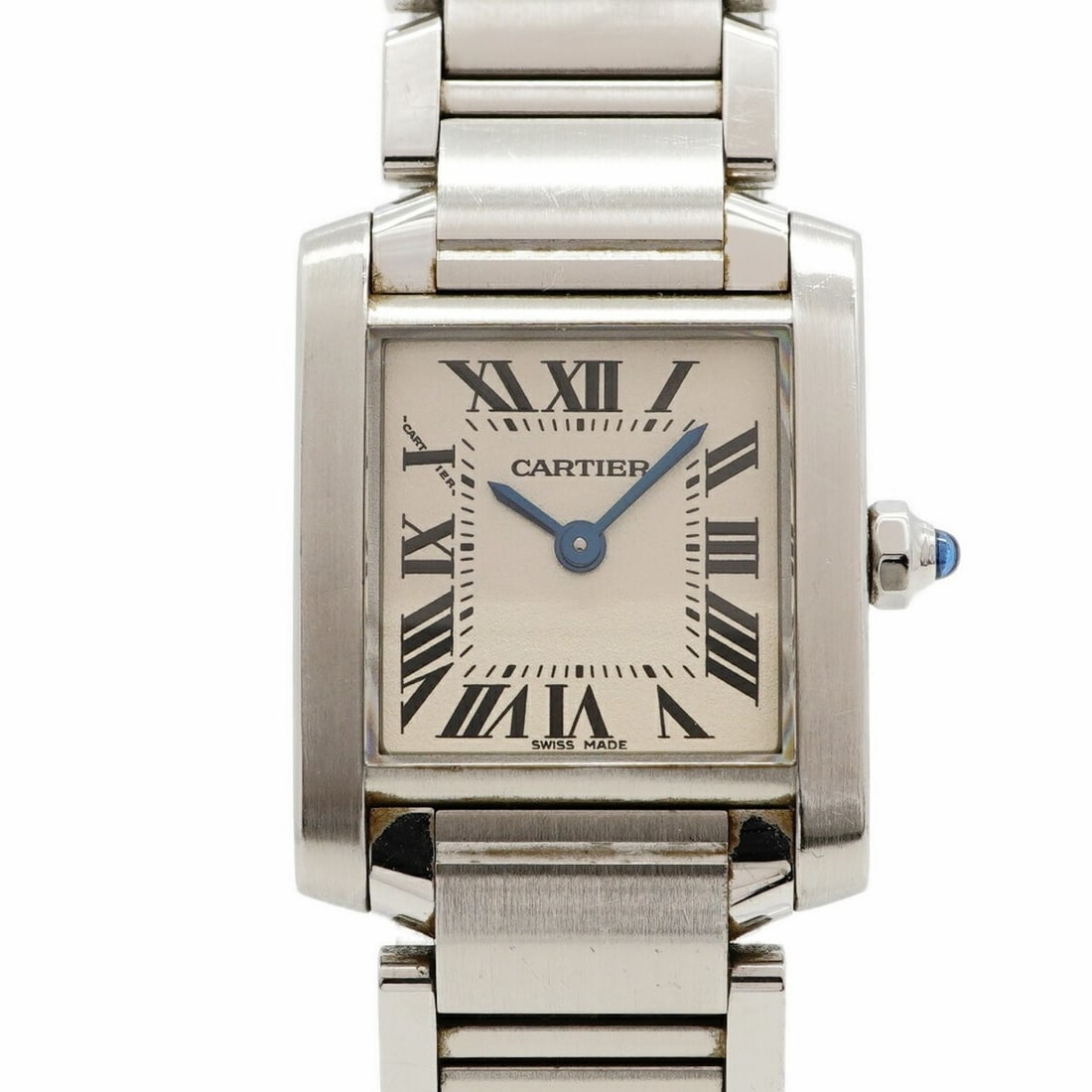 Cartier Tank Française SM W51008Q3 Ivory Dial Women's Watch: --- Catalog ---Category: SizeWrist Size: 15.5cm / 6.1''Case Diameter: 20.5mm / 0.81''Category: DesignType: WristwatchGender: WomenColor (Dial): IvoryMaterial (Band): Stainless steelCategory: GeneralMP