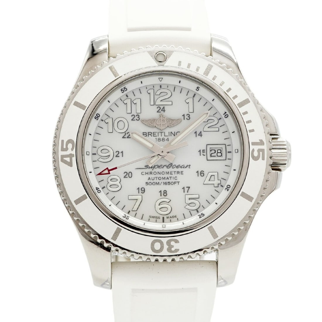 Breitling Superocean 42 A17365 White Dial Men's Watch: --- Catalog ---Category: SizeWrist Size: 16.5cm / 6.49''Case Diameter: 42mm / 1.65''Category: DesignType: WristwatchGender: MenColor (Dial): WhiteMaterial (Band): RubberCategory: GeneralMPN: A17365Bra