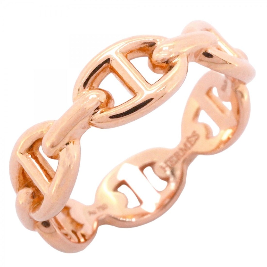 Hermes Enchainée Chaine d'Ancre Ring, 18KPG Pink Gold, Size 53, Women's (1 of 8)