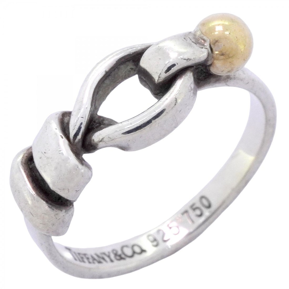 Tiffany & Co. Hook Eye Ring, 18K Yellow Gold (KYG), Sterling Silver 925, Size 11, Women's: --- Catalog ---Category: SizeJP Size: 11US Size: 6Category: DesignType: Band ringGender: WomenMaterial: Silver 925, Yellow gold (18K)Category: GeneralBrand: Tiffany--- Item List ---Section: ConditionR