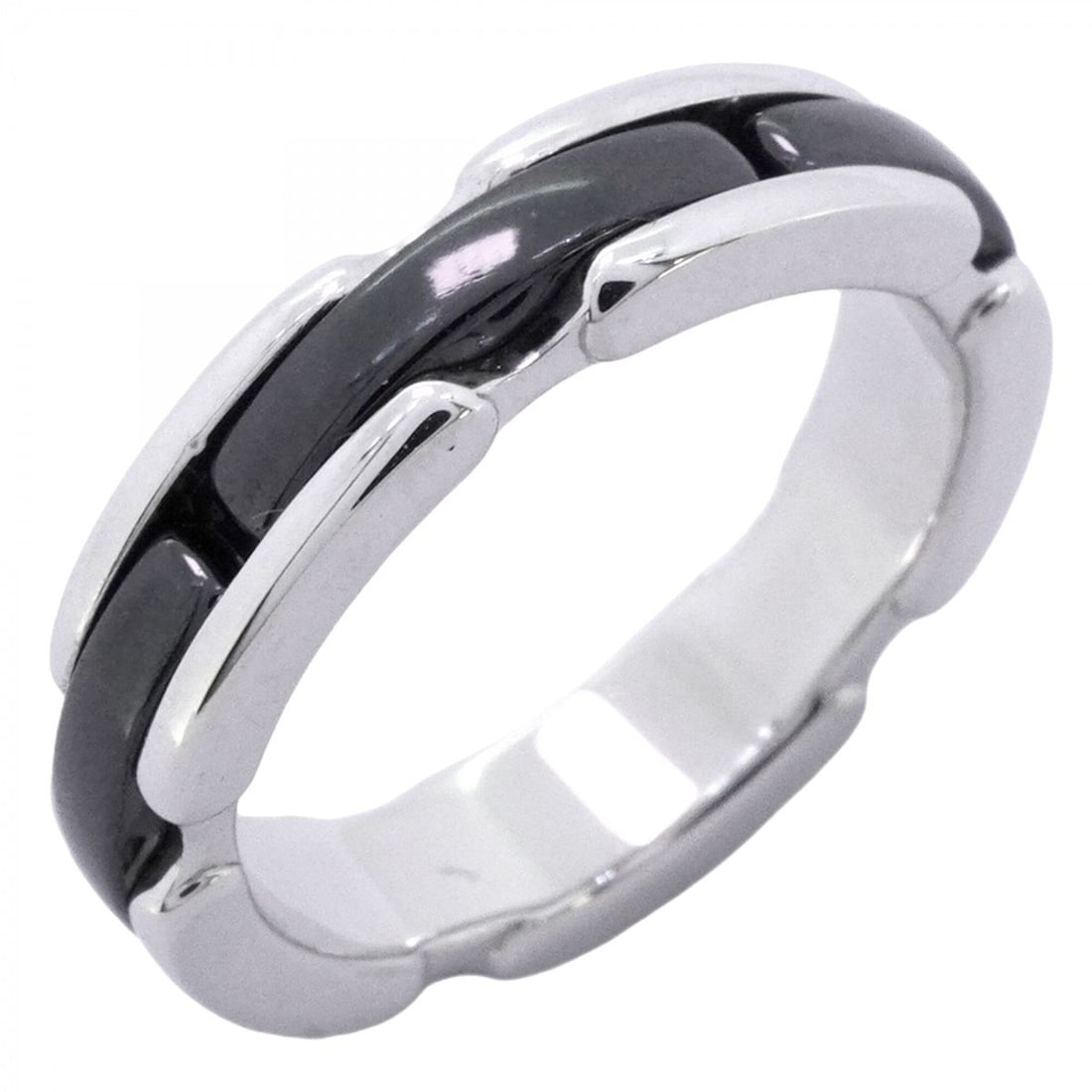 Chanel Ultra Collection Ring, 18K White Gold, Ceramic, Black, Size 47, Women's (1 of 7)