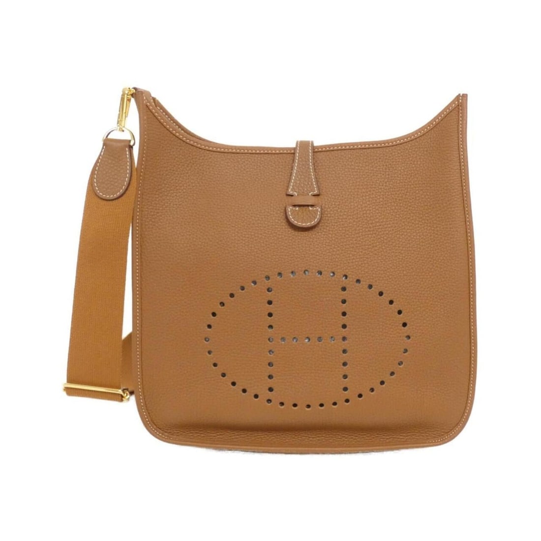 Hermes Evelyne 3 PM 056277CC Shoulder Bag: --- Catalog ---Category: SizeSize (HxWxD): 29cm x 28cm x 8cm / 11.41'' x 11.02'' x 3.14''Category: DesignType: Shoulder bagColor: GoldGender: Women,MenMaterial: Taurillon clemence leather Category: