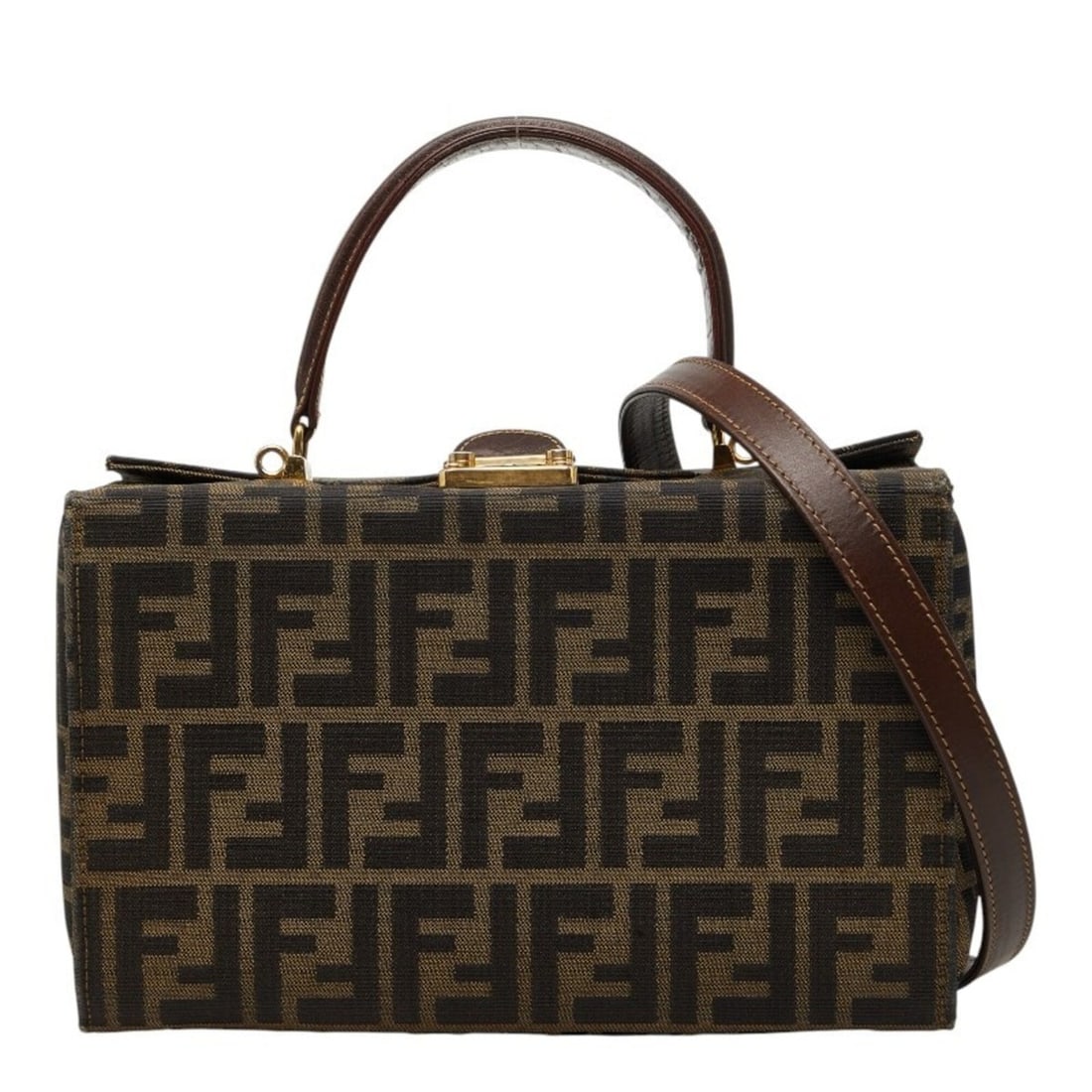 Fendi Zucca Handbag Shoulder Bag 2-Way Brown Canvas Leather Women's FENDI (1 of 13)