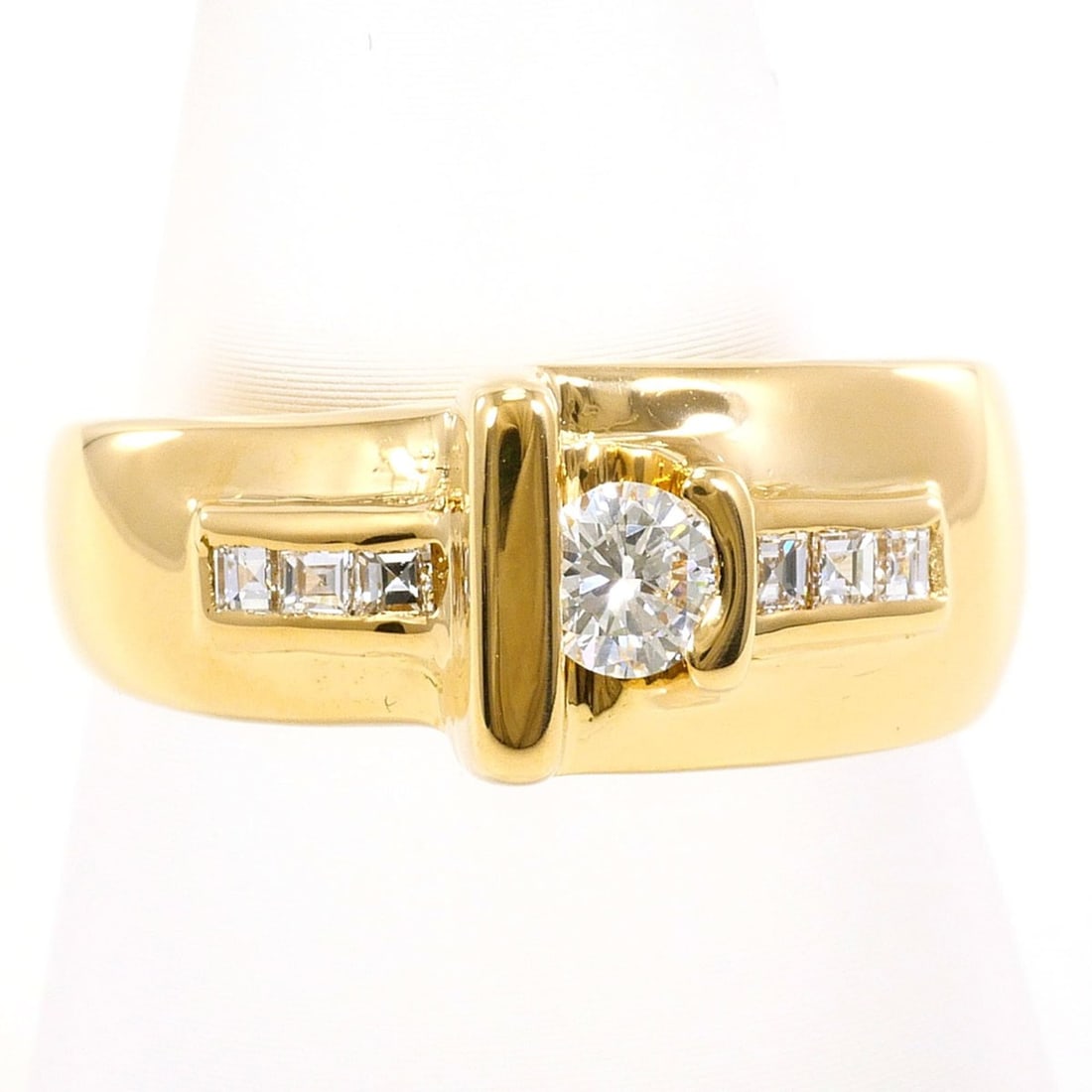 18K (18-karat) Yellow Gold Ring with Diamonds: 0.174ct and 0.13ct, Total Weight: 4.3g, Jewelry (1 of 9)