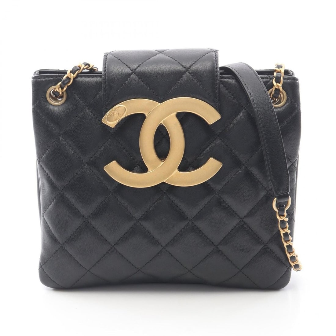 Chanel Matelassé Shoulder Bag/Handbag, Lambskin Leather, Women's, Black (AS4596) (1 of 7)