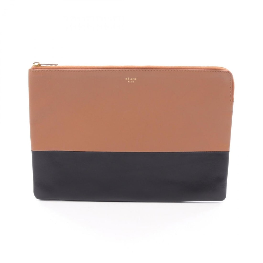 Celine Solo Bicolor Second Bag Clutch Handbag Leather Women's Black/Brown: --- Catalog ---Category: SizeSize (HxWxD): 17.5cm x 25cm x 5.00mm / 6.88'' x 9.84'' x 0.19''Category: DesignType: Clutch bag, HandbagColor: Black, BrownGender: WomenMaterial: Leather Category: General