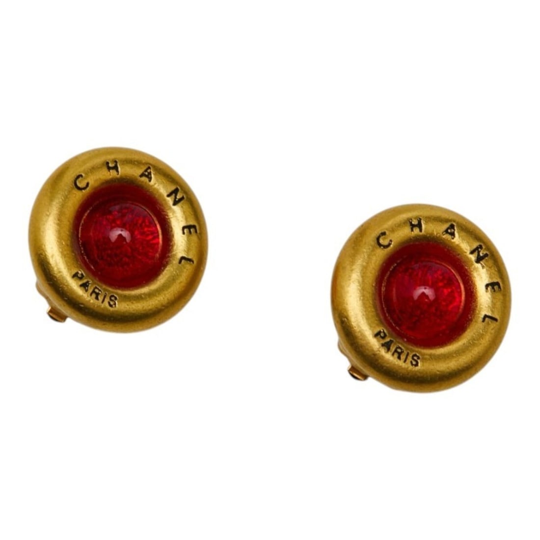Chanel Gripoix Vintage Earrings 93A Gold Red Plated Women's CHANEL: --- Catalog ---Category: SizeSize (HxWxD): 17.80mm x 17.80mm / 0.70'' x 0.70''Category: DesignType: Clip earringsColor: Gold, Red colorGender: WomenMaterial: Gold platingCategory: GeneralBrand: Chanel