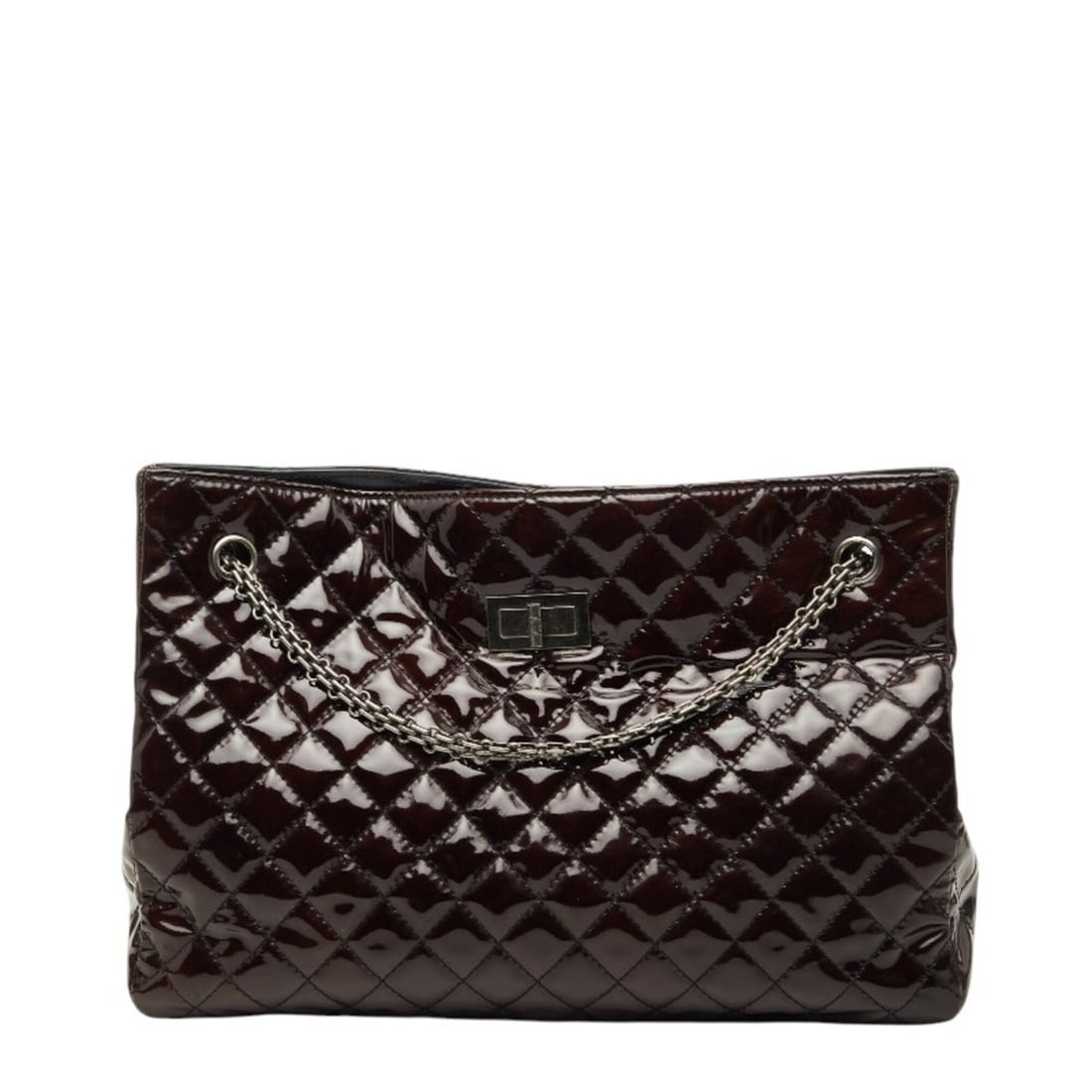 Chanel Matelassé 2.55 Chain Tote Bag Shoulder Brown Patent Leather Women's CHANEL (1 of 11)
