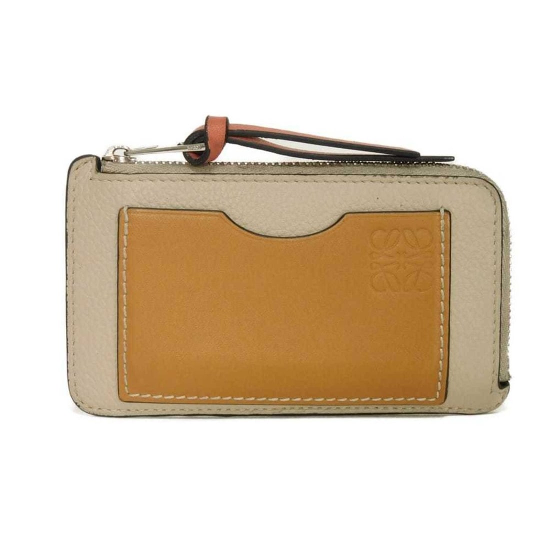 Loewe coin case/card holder, calfskin, honey, L-shaped zipper, fragment case, Anagram, Light Oats,: --- Catalog ---Category: SizeSize (HxWxD): 7.5cm x 12.5cm x 1.5cm / 2.95'' x 4.92'' x 0.59''Category: DesignType: Coin purse/coin caseColor: GrayGender: WomenMaterial: Leather Category: GeneralBrand: 