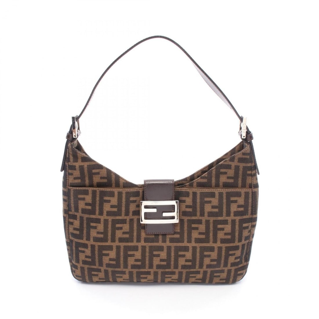 Fendi Zucca Shoulder Bag/Handbag, Canvas and Leather, Women's, Brown/Black (1 of 7)