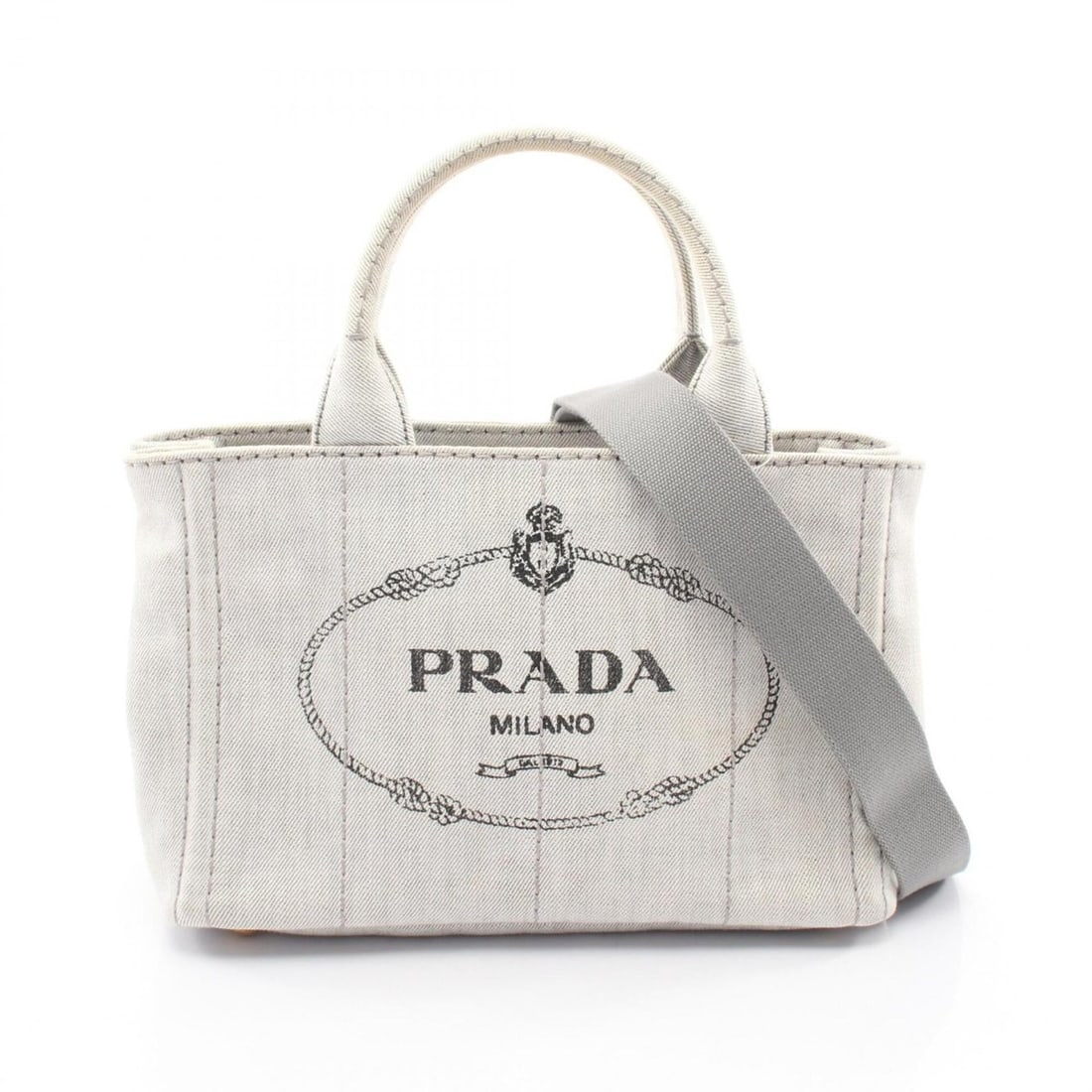 Prada DENIM CANAPA 2-Way Tote Bag/Handbag, Denim, Women's, Gray (B2439G) (1 of 10)