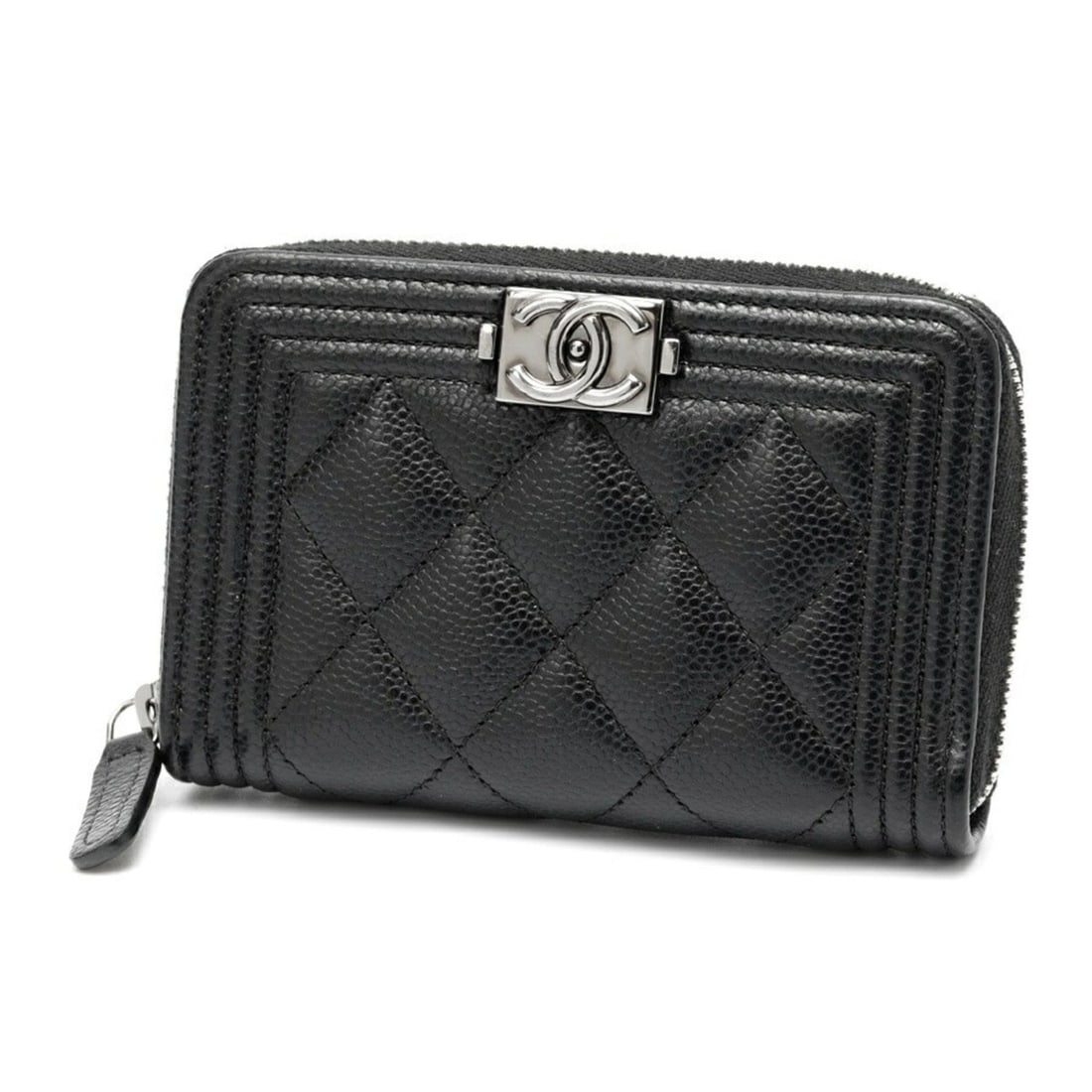 Chanel Boy Zip Coin Case Compact Wallet AP4018 Caviar Skin Black (1 of 8)