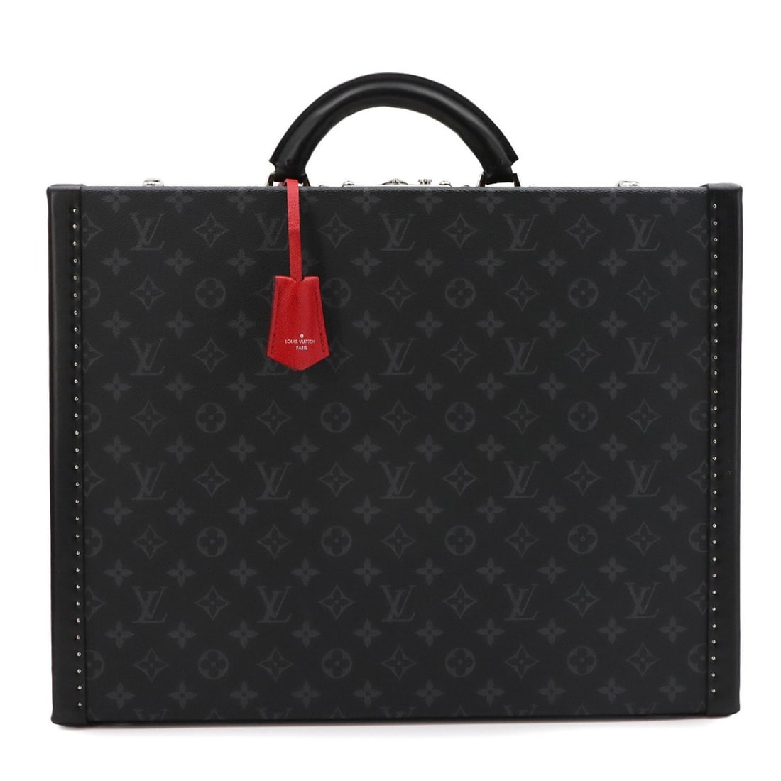Louis Vuitton Monogram Eclipse President Classeur 45 Trunk Case Handbag, Black, Red, Silver (1 of 10)