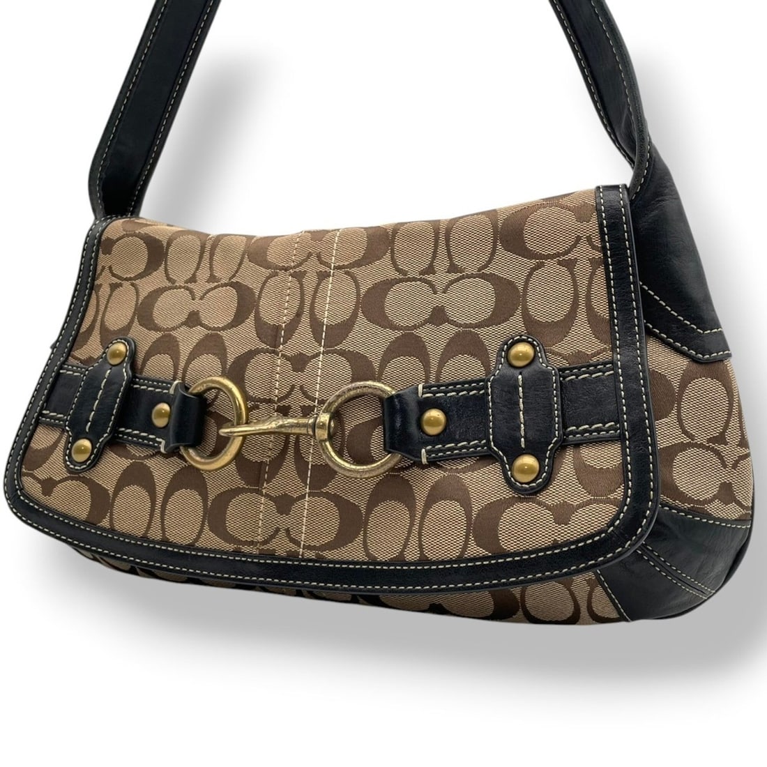 COACH Coach Shoulder Bag Signature Canvas Leather Brown 11277 U2 (1 of 20)