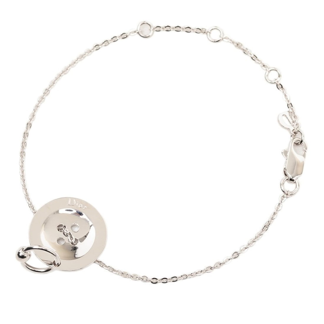 Christian Dior Dior Button Motif Chain Bracelet, Silver Metal, Women's (1 of 11)