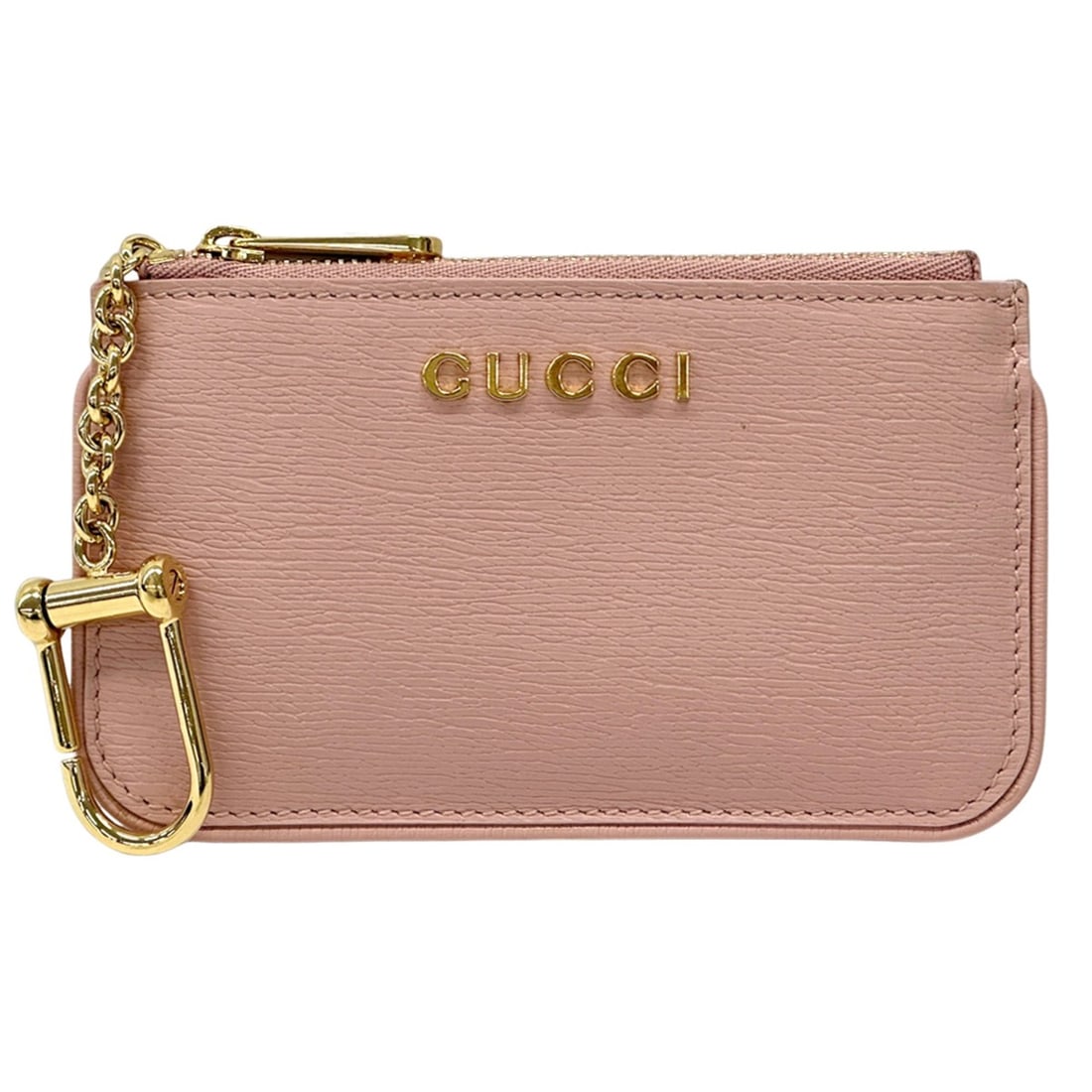 Gucci wallet for women and men, Script design, leather, pink gold, 790102, with key chain, coin (1 of 11)