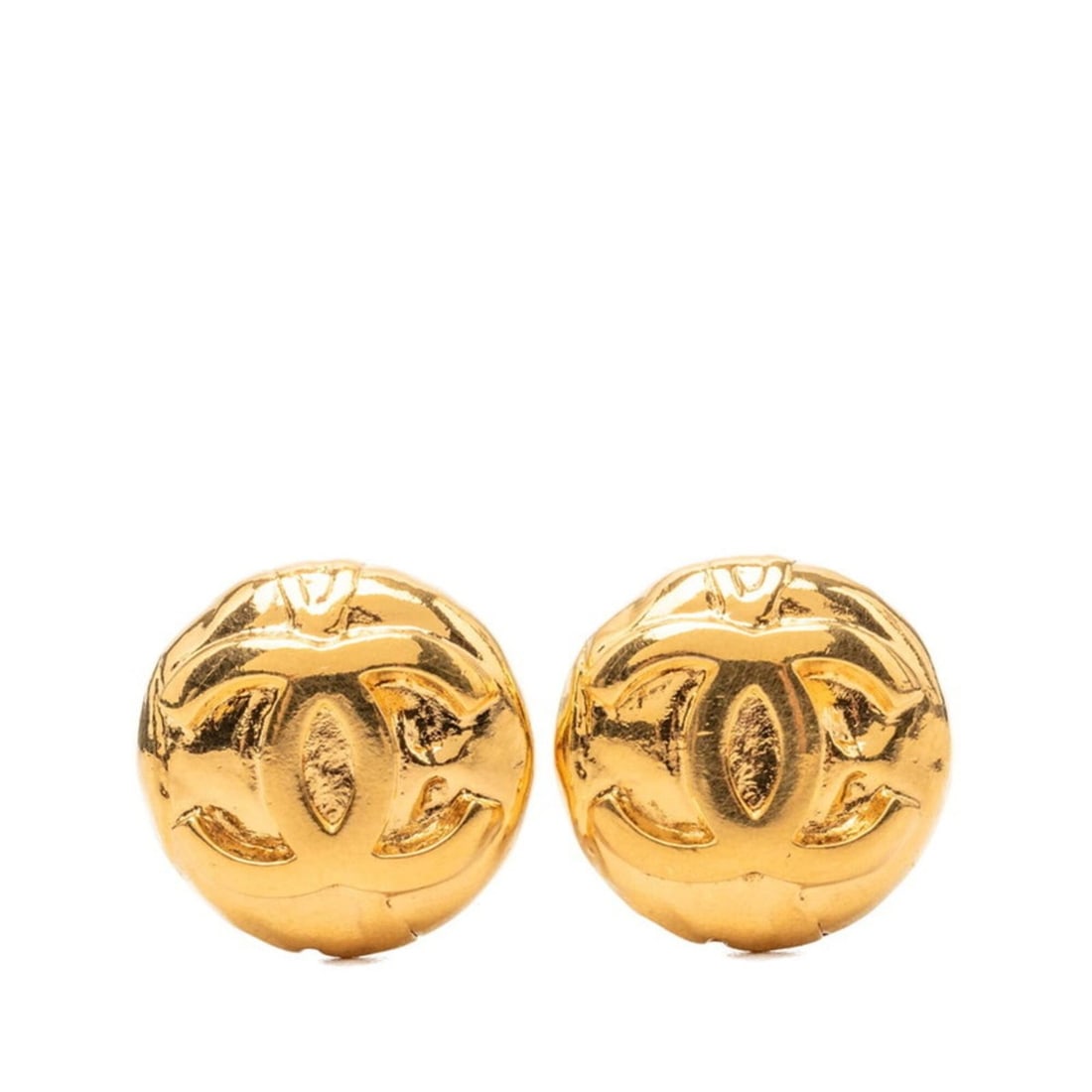 Chanel Coco Mark Vintage Round Earrings, 96A Stamp, Gold Plated, Women's CHANEL: --- Catalog ---Category: SizeSize (HxWxD): 20.00mm x 20.00mm / 0.79'' x 0.79''Category: DesignType: Clip earringsColor: GoldGender: WomenCategory: GeneralBrand: Chanel--- Item List ---Section: Conditi