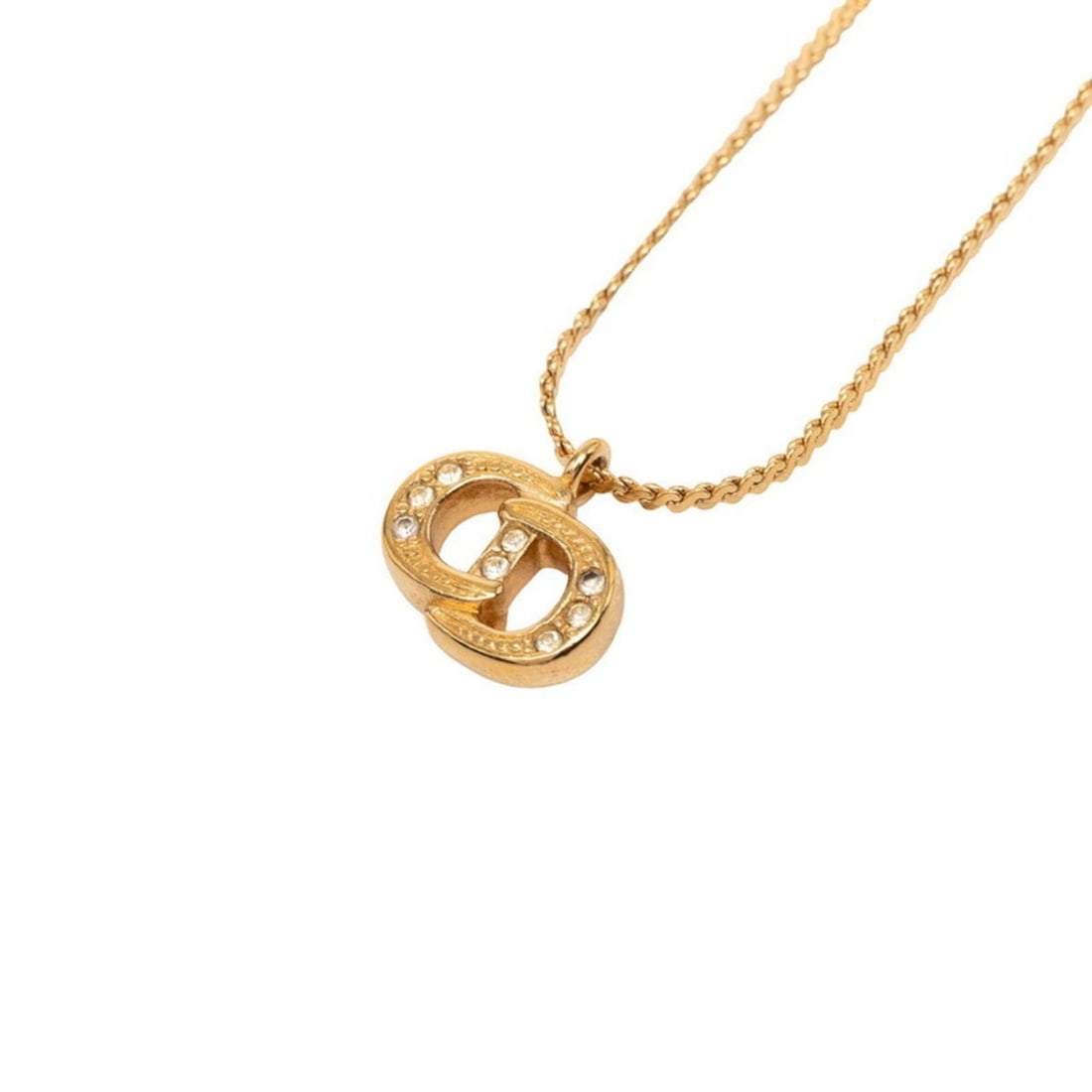Christian Dior Dior CD Logo Chain Pendant Necklace, Gold Plated Rhinestone, Women's.: --- Catalog ---Category: SizePendant Size: 13.9mm x 14mm / 0.54'' x 0.55''Neck Circumference: 43 cm / 16.92''Category: DesignColor: GoldGender: WomenMaterial: RhinestoneNecklace Type: