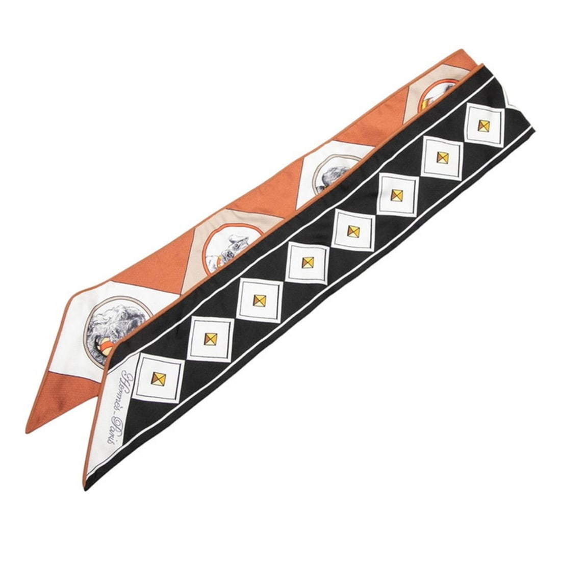 Hermes Twilly Colliers et Chiens Scarf Muffler Black Brown Silk Leather Women's HERMES: --- Catalog ---Category: SizeSize (LxW): 86cm x 5.5cm / 33.85'' x 2.16''Category: DesignType: ScarfColor: Black, BrownGender: WomenMaterial: Silk , Leather Category: GeneralBrand: Hermes--- Item List