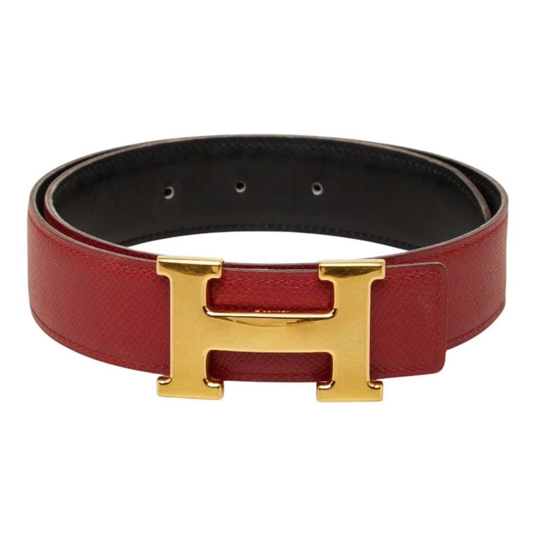 Hermes Constance H H-belt H-buckle reversible vintage size 65 red black gold hardware leather: --- Catalog ---Category: SizeLength: 63cm - 68cm / 24.8'' - 26.77''Category: DesignType: Standard beltColor: Black, Red colorGender: WomenMaterial (Strap): Leather Category: GeneralBrand: Hermes---