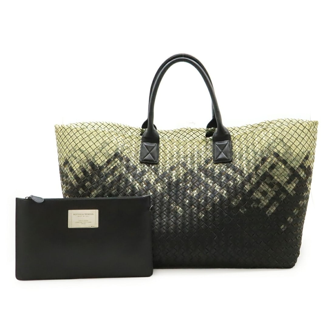 BOTTEGA VENETA Intrecciato Gradient Cabas GM Tote Bag, Leather, Clear Black, Item No. 113129 (1 of 9)