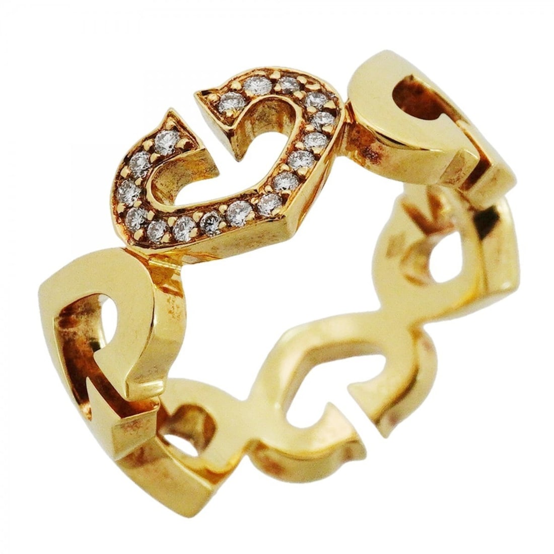 Cartier C Heart Ring, 18K Yellow Gold with Diamonds, Size #50, Women's (1 of 19)