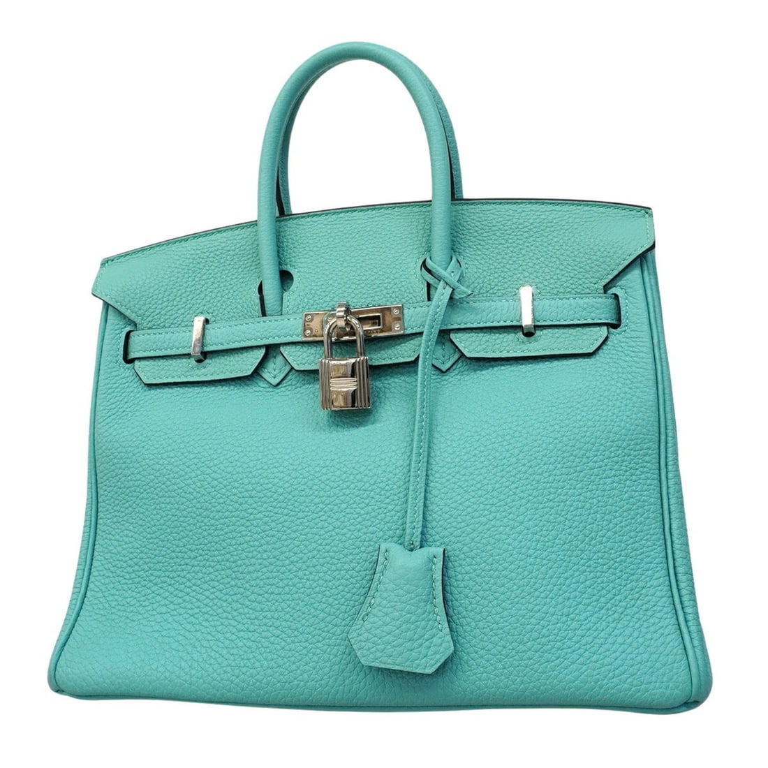 Hermes Birkin 25 Togo Leather Handbag, Blue Atoll, T Stamp, Women's (1 of 20)