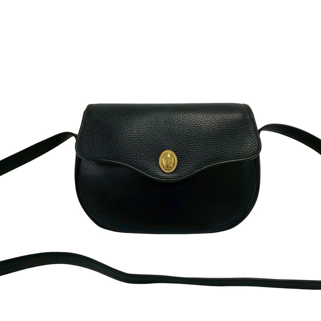 Christian Dior Vintage CD Logo Hardware Leather Shoulder Bag Pouch Sacoche Black 25147 (1 of 17)