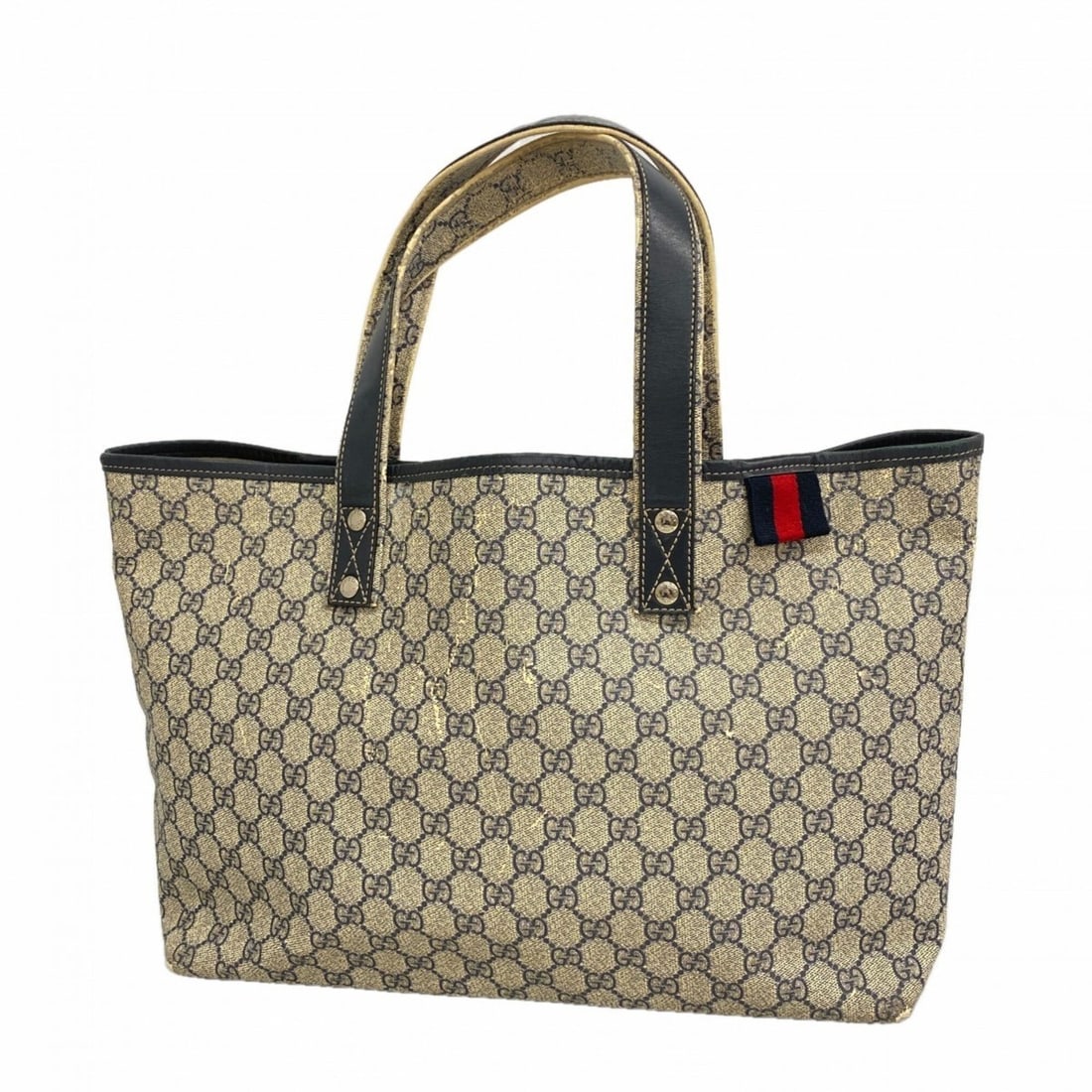 Gucci GG Supreme Tote Bag 211134 Navy Beige Women's (1 of 12)