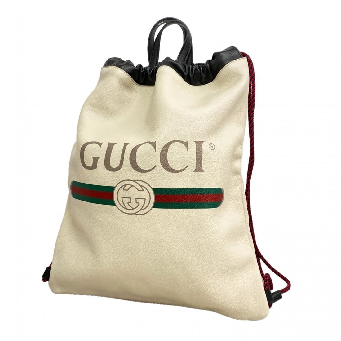Gucci Backpack/Daypack with Drawstring, 516639, Leather, Ivory, Women's (1 of 15)