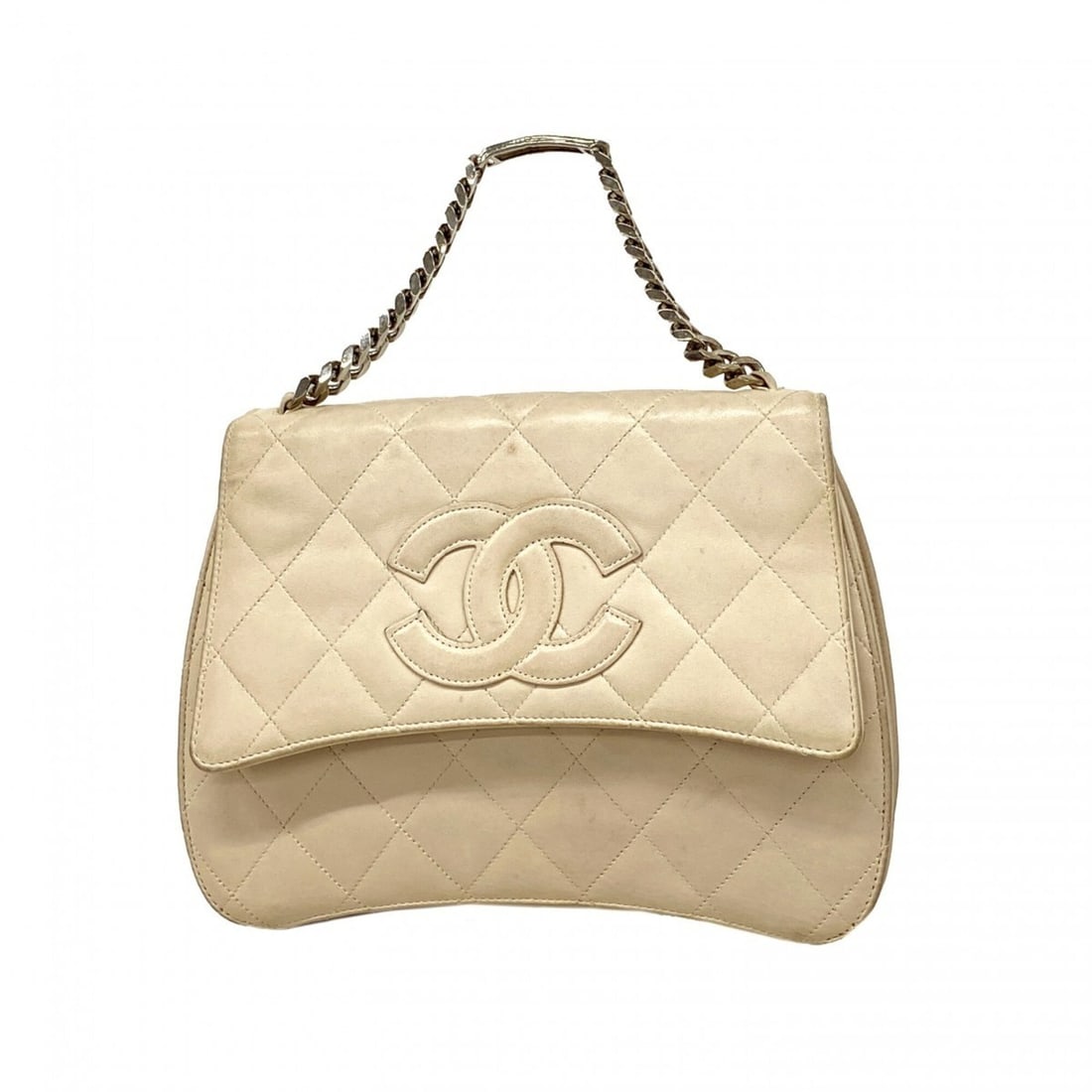Chanel Matelassé Lambskin Handbag, Ivory, Women's: --- Catalog ---Category: SizeSize (HxWxD): 19.5cm x 25cm x 5.5cm / 7.67'' x 9.84'' x 2.16''Category: DesignType: HandbagColor: IvoryGender: WomenMaterial: Leather Hardware Color: SilverLeather/Fur Typ