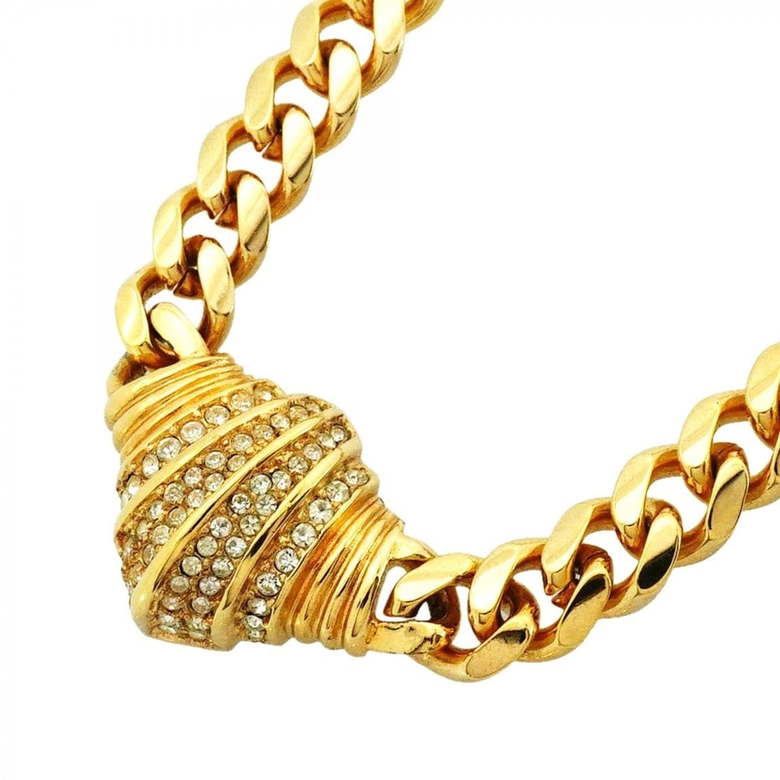 Christian Dior Necklace, GP Plated, Rhinestone, Gold, Women's: --- Catalog ---Category: SizePendant Size: 22.1mm x 35.3mm / 0.87'' x 1.38''Neck Circumference: 42 cm / 16.53''Category: DesignColor: GoldGender: WomenMaterial: Gold plating, RhinestoneNecklace Type: 