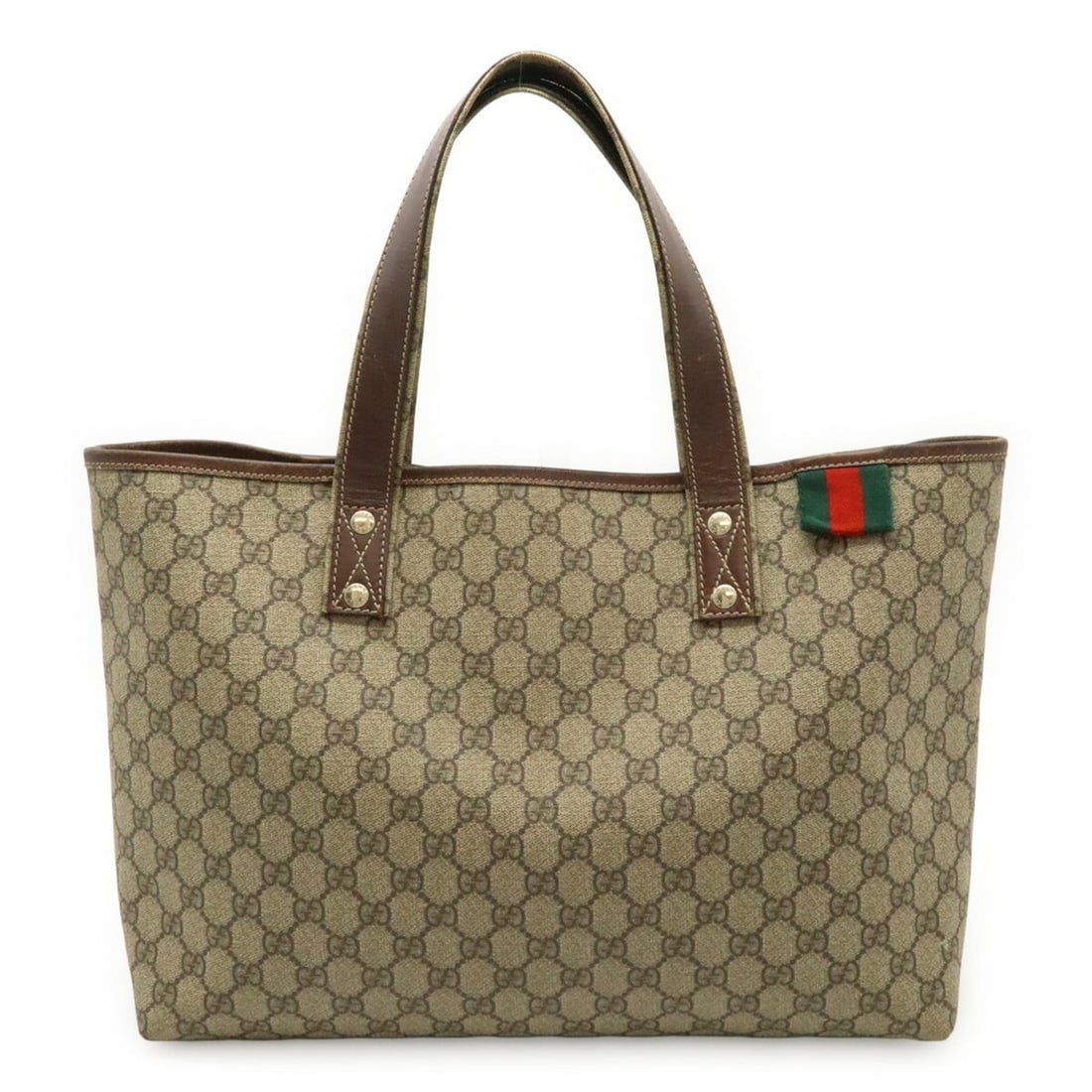 GUCCI GG Supreme Sherry Line Tote Bag, Large Tote, Shoulder Leather, Beige/Brown, 21134: --- Catalog ---Category: SizeSize (HxWxD): 27cm x 37cm x 11cm / 10.62'' x 14.56'' x 4.33''Category: DesignType: Shoulder bag, Tote bagColor: Beige, BrownGender: Women,MenMaterial: GG Supreme , PVC , C