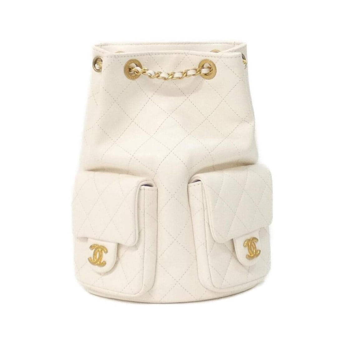 Chanel AS5310 Backpack: --- Catalog ---Category: SizeSize (HxWxD): 25cm x 18cm x 9cm / 9.84'' x 7.08'' x 3.54''Category: DesignType: BackpackColor: WhiteGender: WomenMaterial: Leather Hardware Color: Matte goldLeather/Fur