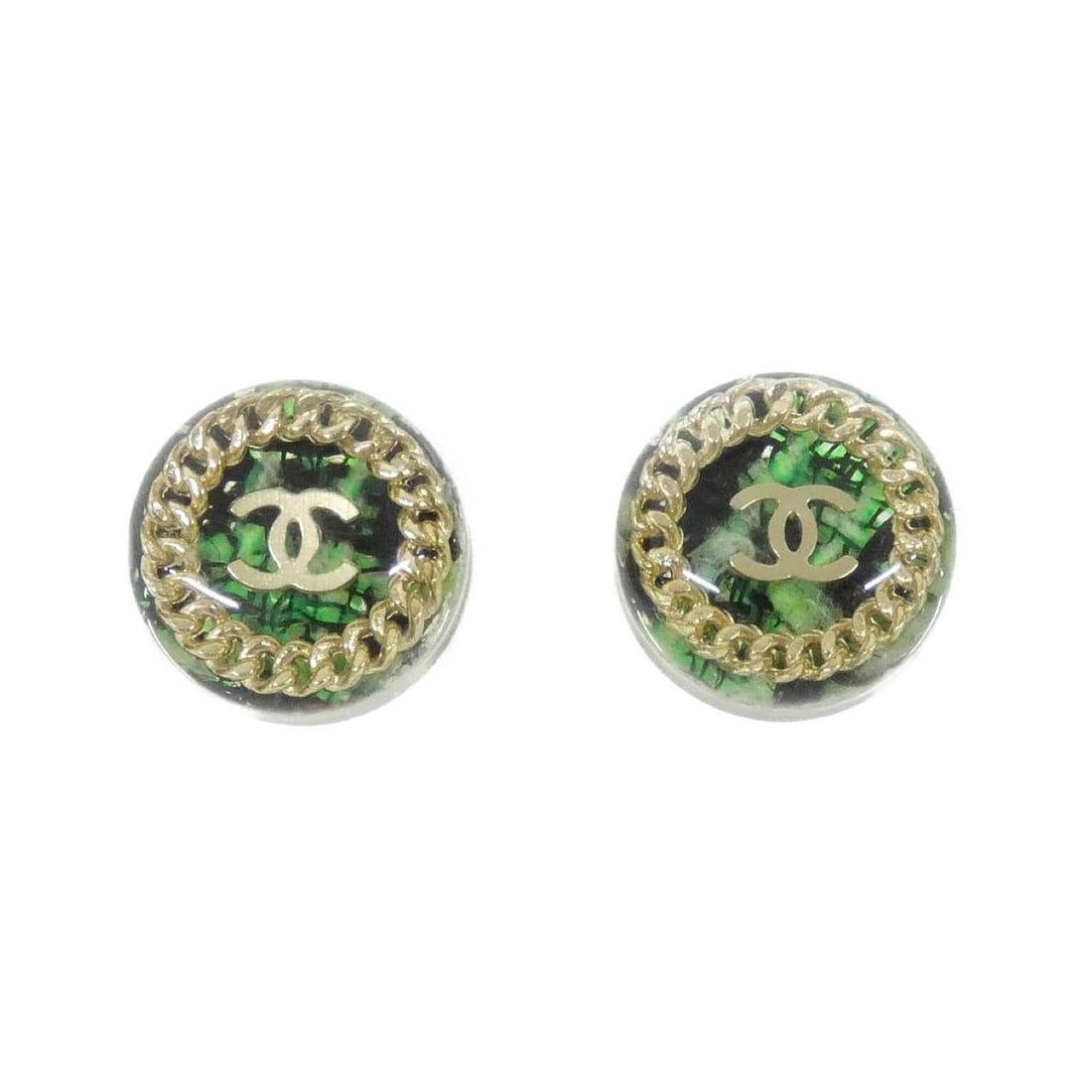 Chanel 62828 Earrings: --- Catalog ---Category: SizeSize (HxWxD): 13.00mm x 13.00mm / 0.51'' x 0.51''Category: DesignType: Stud earringsColor: Gold, GreenGender: WomenCategory: GeneralMPN: 62828Brand: Chanel--- Item List