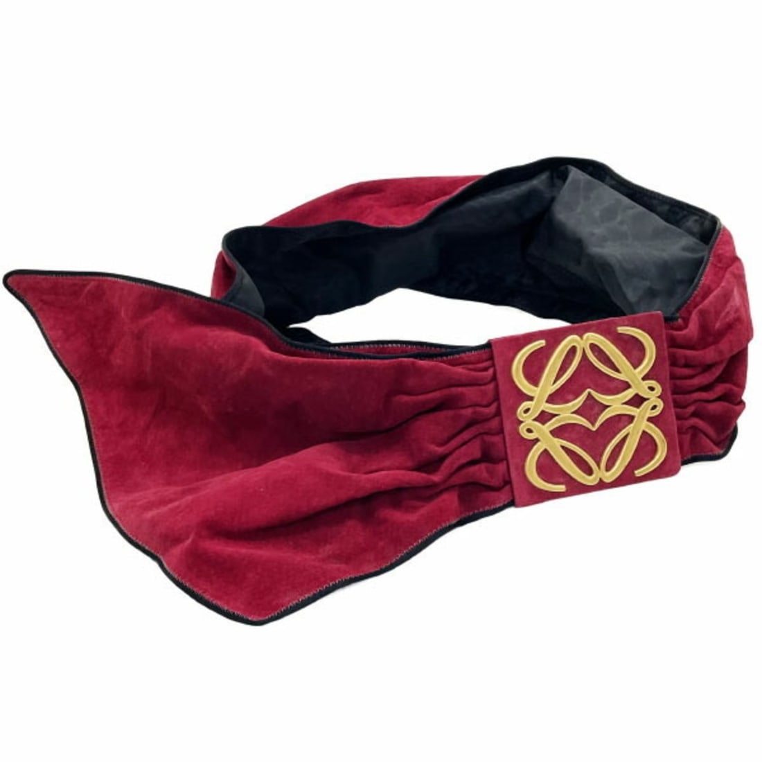Loewe Anagram Belt, Women's Suede Red, Size 80cm, LOEWE Wide Gathered, Pleated, Waist-defining,: --- Catalog ---Category: SizeWidth: 6.5cm / 2.55''Length: 80cm - 82cm / 31.49'' - 32.28''Buckle Size: 7.8cm x 8.2cm / 3.07'' x 3.22''Category: DesignType: Standard beltColor: Red colorStyle: